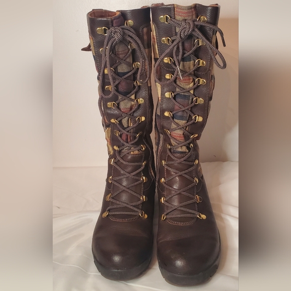 PAJAR -size 40/10-plaid boots -fur lined-fabric and leather-zipperup-laceup - Picture 8 of 15